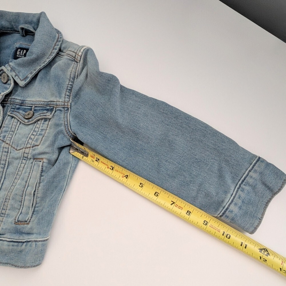 GAP Kids (XS) Unisex Whitewashed/Distressed Light Blue Denim/Jean Jacket - Picture 7 of 11